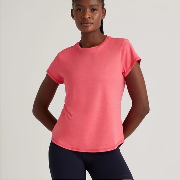 Quince Flowknit Breeze Tee Coral Active Crew Neck Shirt M Athleisure - Picture 3 of 11
